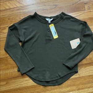 Cozy Olive Long Sleeve Henley for Kids
